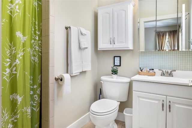 119 Maple Leaf Trl, Elgin, TX 78621 - full bathroom featuring vanity, decorative backsplash, and a shower with shower curtain