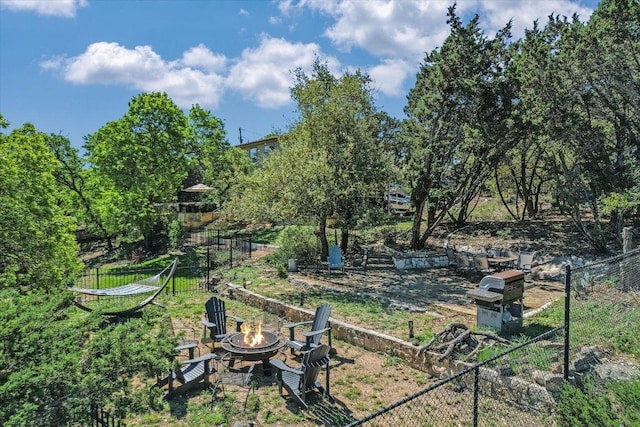 7404 Little Oak Cir, Lago Vista, TX 78645 - view of yard featuring an outdoor fire pit