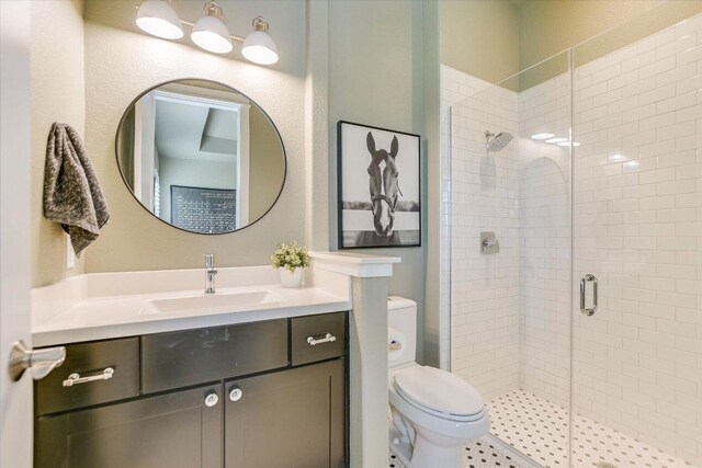 518 Doe Whisper Way, Austin, TX 78738 - bathroom with vanity and a stall shower