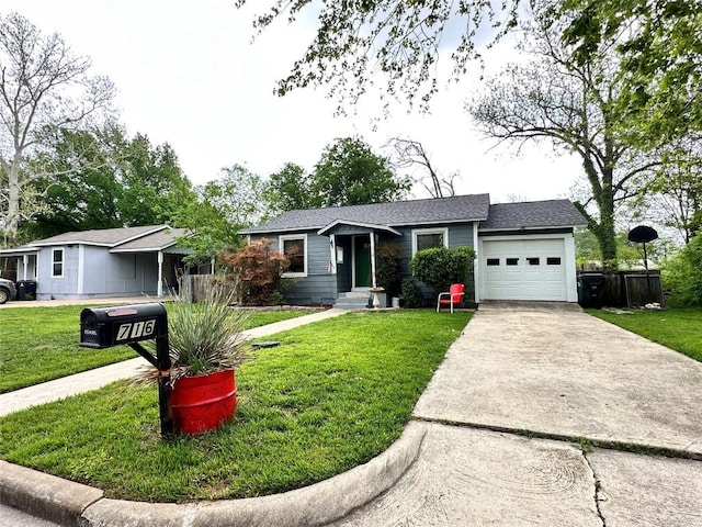 716 Barbara Dr, San Marcos, TX 78666 - single story home with concrete driveway, a front yard, and an attached garage