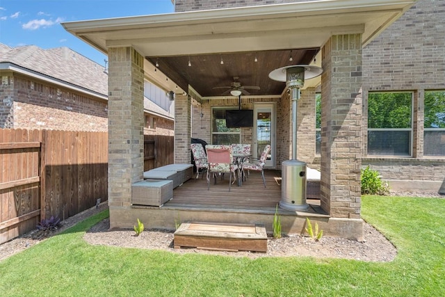 104 Atlanta Park Dr, Georgetown, TX 78628 - deck featuring a ceiling fan and outdoor dining area