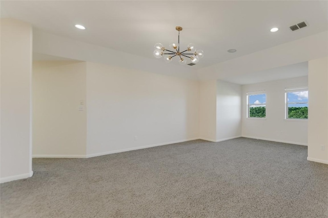 12325 Labrador Bay Ct, Austin, TX 78732 - unfurnished room featuring carpet floors, a chandelier, recessed lighting, and baseboards
