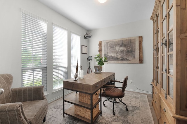 home office featuring a healthy amount of sunlight and baseboards