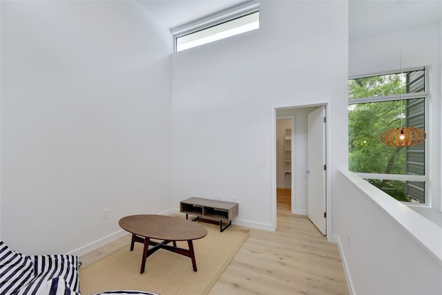 2312 Enfield Rd Unit 2, Austin, TX 78703 - sitting room featuring healthy amount of natural light, light wood-style floors, and a towering ceiling