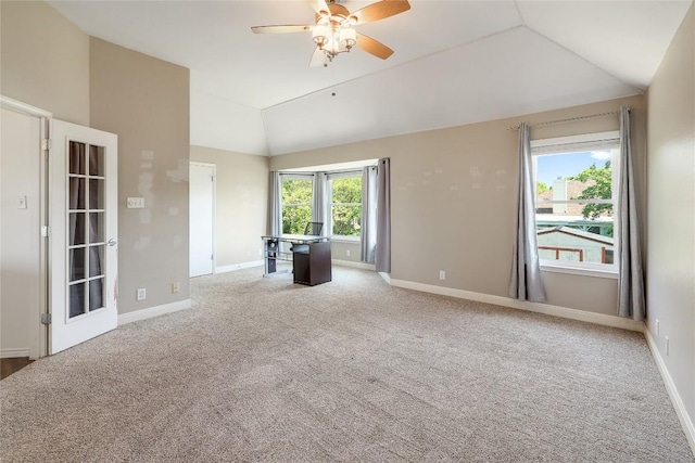 2204 Rick Whinery Dr, Austin, TX 78728 - carpeted empty room with lofted ceiling, ceiling fan, and baseboards