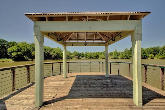 2204 Rick Whinery Dr, Austin, TX 78728 - wooden deck featuring a gazebo and a water view