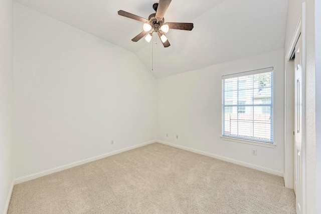 2709 Quiet Moon Trl, Cedar Park, TX 78613 - unfurnished room with light carpet, baseboards, a ceiling fan, and vaulted ceiling