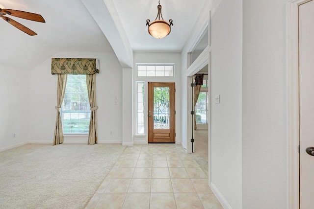 2709 Quiet Moon Trl, Cedar Park, TX 78613 - foyer entrance featuring healthy amount of natural light, ceiling fan, baseboards, and light carpet