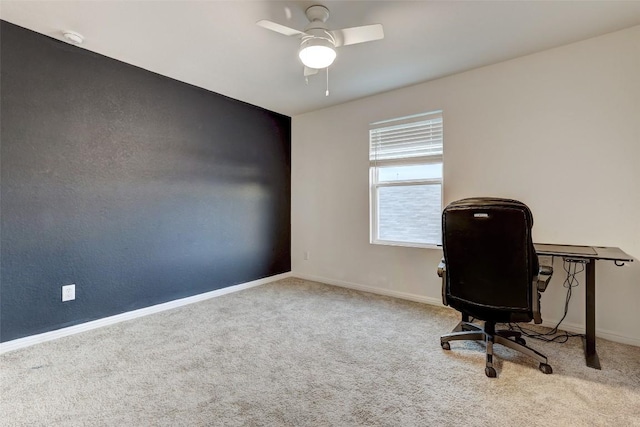 14209 Jeannette Rankin Rd, Manor, TX 78653 - carpeted office space with a ceiling fan and baseboards
