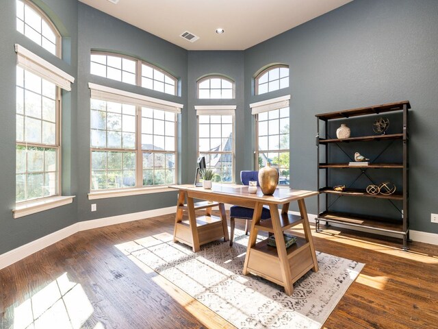 17012 Rush Pea Cir, Austin, TX 78738 - home office featuring wood finished floors and recessed lighting