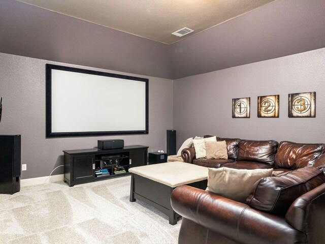 17012 Rush Pea Cir, Austin, TX 78738 - cinema room with light colored carpet and a textured wall