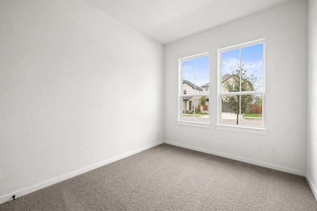 empty room featuring baseboards and carpet floors