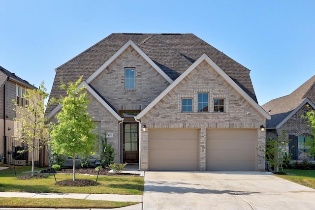 409 Dycus Bnd, Liberty Hill, TX 78642 - view of front of property featuring driveway, an attached garage, a shingled roof, and brick siding