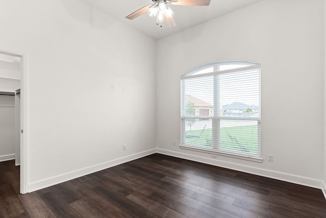 112 Vista De Luna Ln, Belton, TX 76513 - unfurnished bedroom with multiple windows, dark wood finished floors, a walk in closet, and lofted ceiling