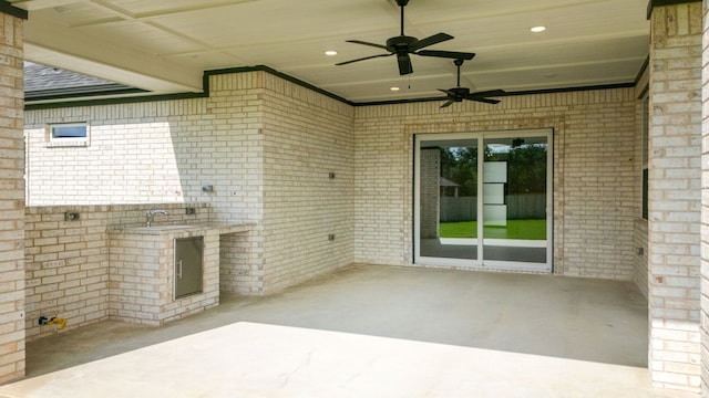 112 Vista De Luna Ln, Belton, TX 76513 - view of patio featuring ceiling fan and an outdoor kitchen