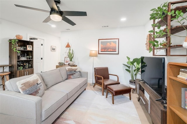 1616 Webberville Rd Unit A, Austin, TX 78721 - living area with ceiling fan and recessed lighting