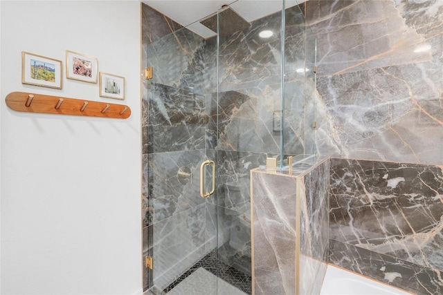 1616 Webberville Rd Unit A, Austin, TX 78721 - bathroom featuring a marble finish shower and a tub