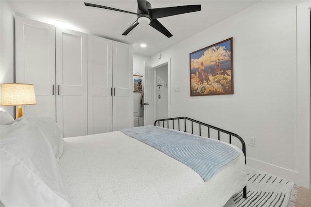 1616 Webberville Rd Unit A, Austin, TX 78721 - bedroom with a ceiling fan and recessed lighting