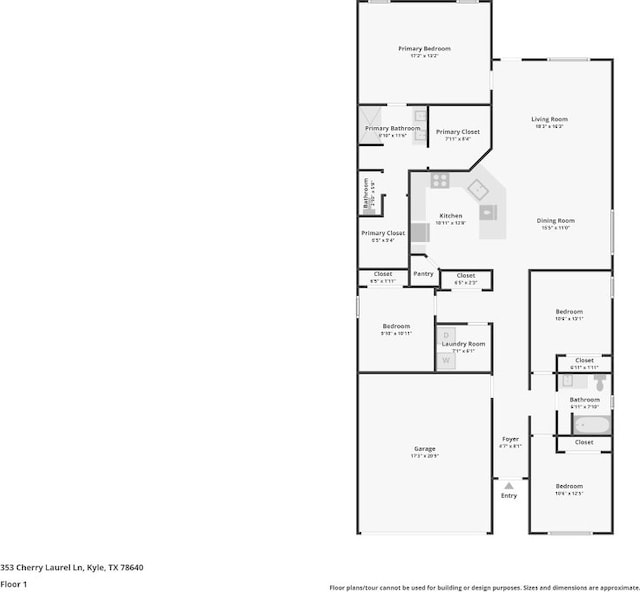 353 Cherry Laurel Ln, Kyle, TX 78640 - floor plan / room layout
