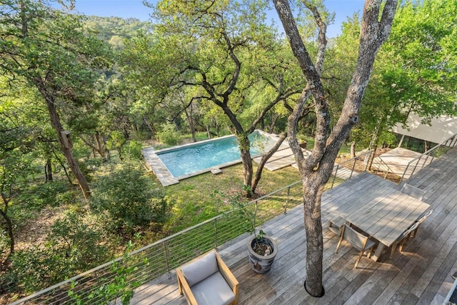7 Rocky River Cv, West Lake Hills, TX 78746 - wooden deck featuring an outdoor pool