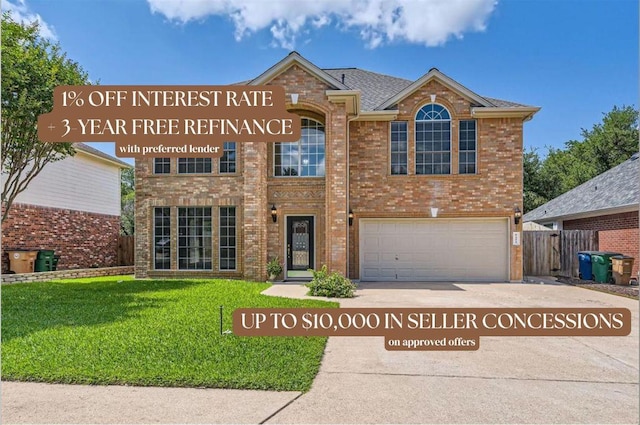 8404 Cahill Dr, Austin, TX 78729 - view of front of property featuring driveway, an attached garage, and brick siding