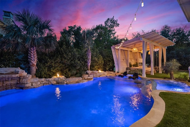 outdoor pool with a patio
