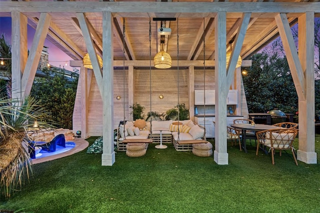 view of patio featuring grilling area and outdoor lounge area