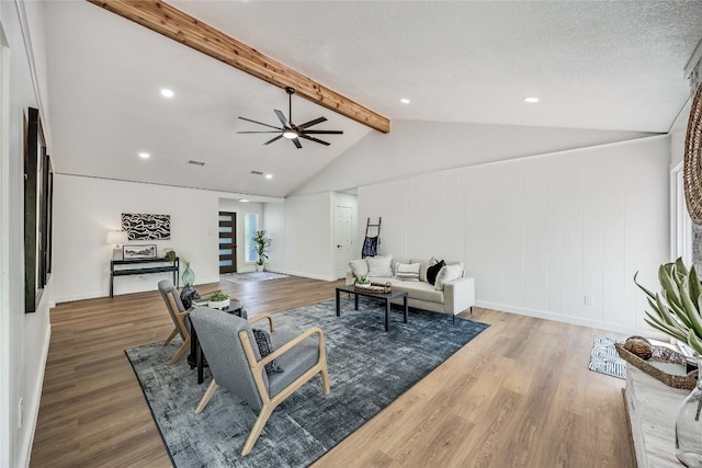 12305 Rustic Manor Ct, Austin, TX 78750 - living area with wood finished floors, a ceiling fan, and recessed lighting