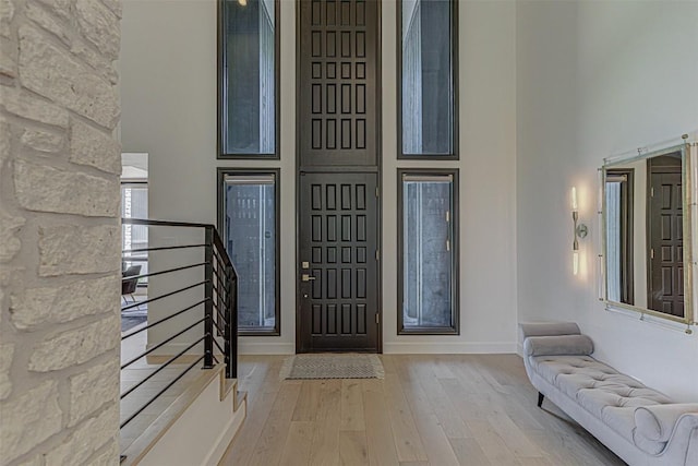3502 Native Dancer Cv, Austin, TX 78746 - entrance foyer featuring a high ceiling, wood finished floors, and baseboards