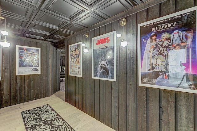3502 Native Dancer Cv, Austin, TX 78746 - corridor with wood walls, an ornate ceiling, and wood finished floors