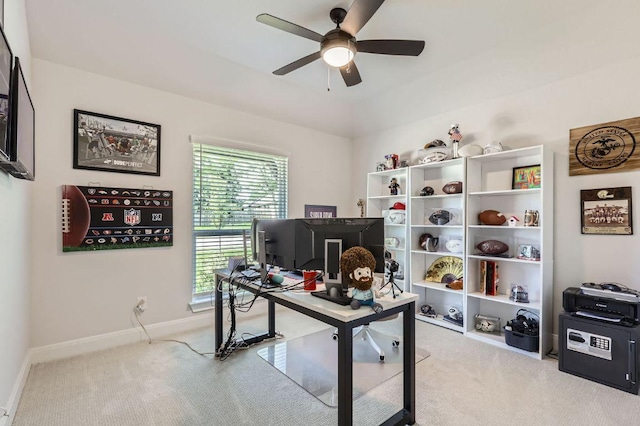 116 Angel Oak Way, San Marcos, TX 78666 - office space featuring baseboards, a ceiling fan, and light carpet