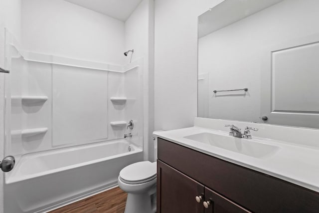 3313 Lodgepole Dr, Austin, TX 78744 - bathroom with vanity, shower / tub combination, toilet, and wood finished floors