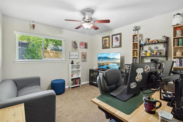 1405 Meadowmear Dr, Austin, TX 78753 - carpeted office space with a ceiling fan and baseboards