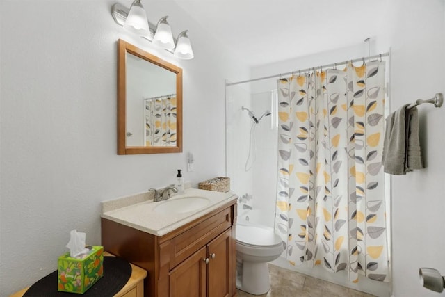 1405 Meadowmear Dr, Austin, TX 78753 - bathroom with vanity, toilet, shower / bath combination with curtain, and tile patterned flooring