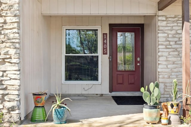 1405 Meadowmear Dr, Austin, TX 78753 - property entrance with stone siding