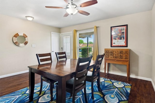 1405 Meadowmear Dr, Austin, TX 78753 - dining space with baseboards, wood finished floors, and a ceiling fan