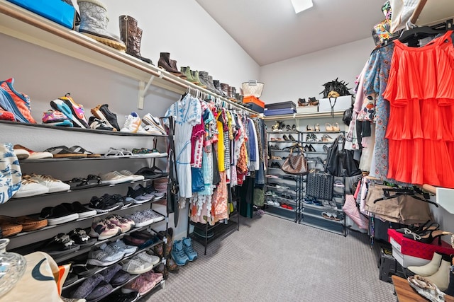 132 Alba Ave, San Marcos, TX 78666 - walk in closet with lofted ceiling and carpet flooring