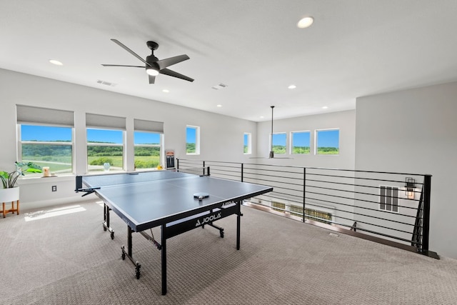 132 Alba Ave, San Marcos, TX 78666 - playroom with recessed lighting, carpet, and ceiling fan