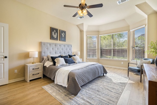 1812 Buffalo Thunder, Leander, TX 78641 - bedroom with light wood finished floors, baseboards, and a ceiling fan