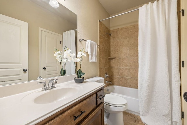 1812 Buffalo Thunder, Leander, TX 78641 - full bath featuring shower / bathtub combination with curtain, toilet, vanity, and tile patterned flooring