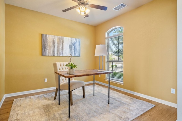 1812 Buffalo Thunder, Leander, TX 78641 - office featuring wood finished floors, baseboards, and a ceiling fan