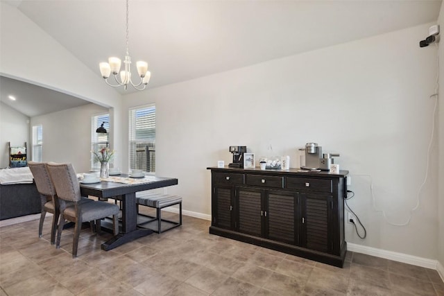 319 Silver Glen Dr, Kyle, TX 78640 - dining area with healthy amount of natural light, a chandelier, and lofted ceiling