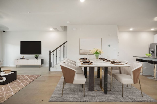 2500 Forest Creek Dr Unit 2501, Round Rock, TX 78665 - dining space featuring stairway, visible vents, recessed lighting, and light wood-style floors