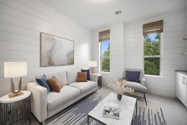2500 Forest Creek Dr Unit 2501, Round Rock, TX 78665 - living room with visible vents, a wealth of natural light, and wooden walls