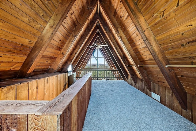 20802 Dawn Dr, Lago Vista, TX 78645 - corridor with wooden ceiling, carpet floors, and wooden walls