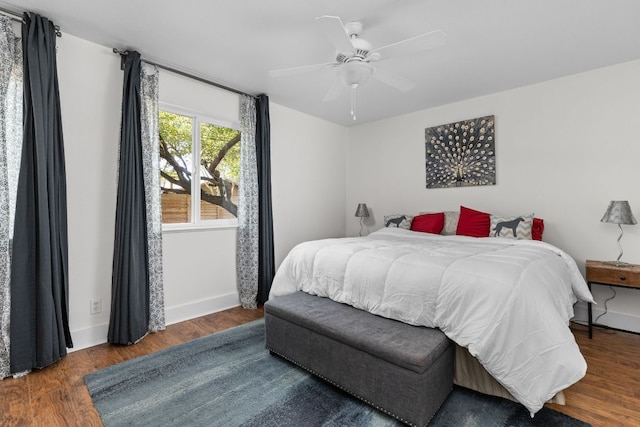 8604 Primrose Ln, Austin, TX 78757 - bedroom featuring wood finished floors and ceiling fan