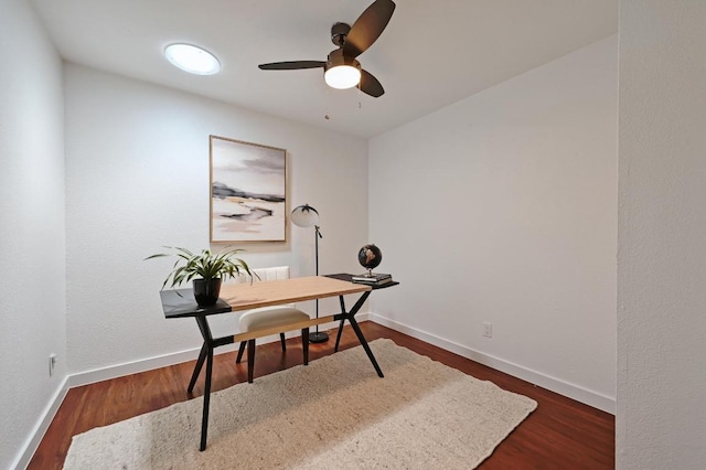 4607 S Forest Dr, Austin, TX 78745 - office space with ceiling fan and dark wood-style floors