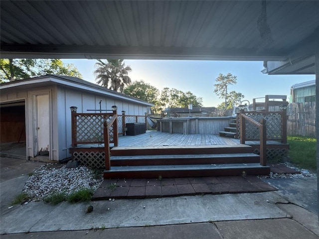 wooden deck featuring fence