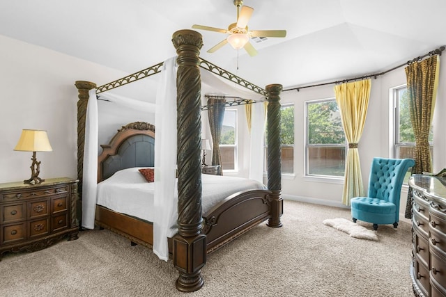 2348 Centennial Loop, Round Rock, TX 78665 - carpeted bedroom featuring lofted ceiling and a ceiling fan