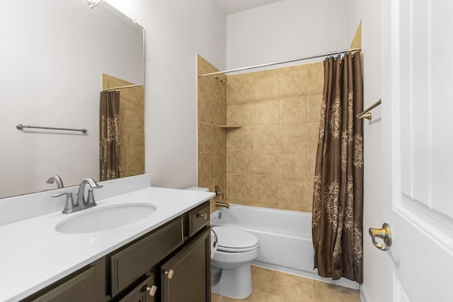 2348 Centennial Loop, Round Rock, TX 78665 - full bath featuring toilet, shower / bath combo, vanity, and tile patterned flooring